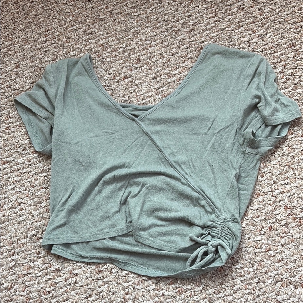 Me to We Green Crop Wrap T-Shirt